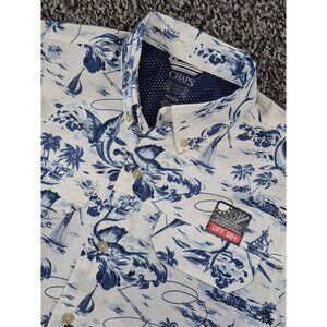 CHAPS Performance UPF 50 Easy-Dry Wicking S/S Button Fishing Shirt ~ Men's M‎